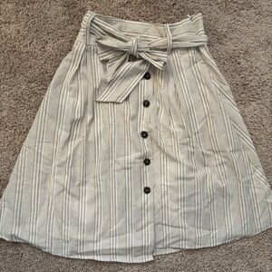 Belted Midi Skirt With Buttons